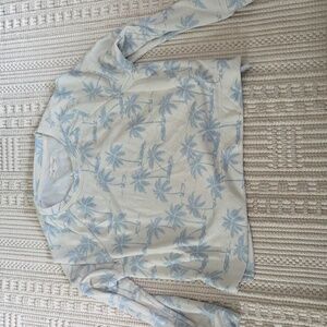 Lou & Grey for LOFT Light Blue Palm Tree Sweater